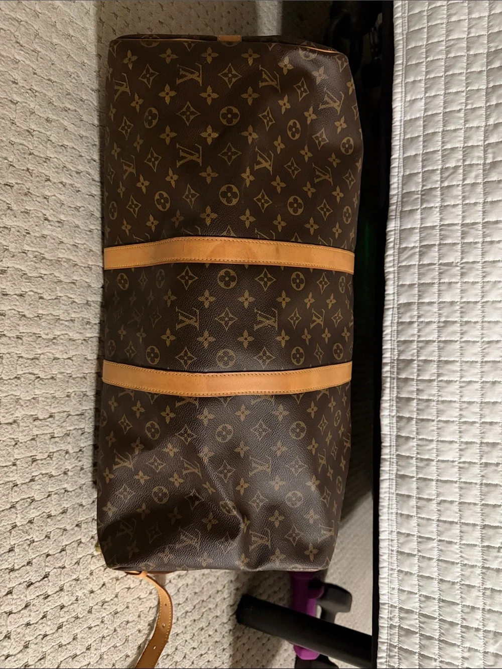 Louis Vuitton Monogram Canvas Duffel with Tan Leather Trim